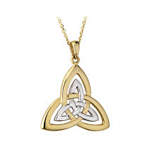 Celtic Pendant - 14k Gold Two Tone Trinity Knot Pendant with Chain Product Image
