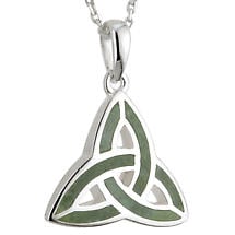 Alternate image for Celtic Pendant - Sterling Silver and Connemara Marble Trinity Knot Pendant with Chain