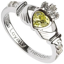 Alternate image for Claddagh Ring - Sterling Silver Birthstone Claddagh