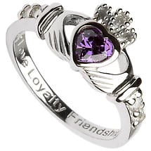 Alternate image for Claddagh Ring - Sterling Silver Birthstone Claddagh