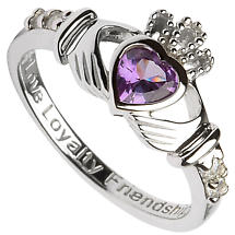 Alternate image for Claddagh Ring - Sterling Silver Birthstone Claddagh