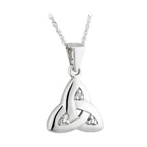 Celtic Pendant - 14k White Gold and Diamond Trinity Knot Pendant with Chain Product Image