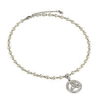 Irish Necklace - Pearl Silver Plated Crystal Trinity Knot Necklet Product Image