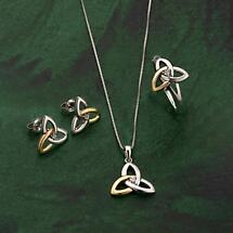 Alternate image for EXCHANGE Celtic Ring - Silver, 10k Gold & Diamond Trinity Knot Ring