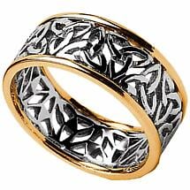 Trinity Knot Ring - Ladies White Gold with Yellow Gold Trim Trinity Knot Filigree Irish Wedding Ring Product Image