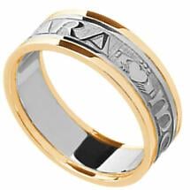 Alternate image for Mo Anam Cara Ring - Men's White Gold with Yellow Gold Trim - Mo Anam Cara 'My Soul Mate' Irish Wedding Band