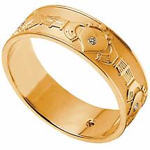 Claddagh Ring - Men's Diamond Set Claddagh Wedding Band Product Image