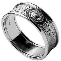 Celtic Ring - Ladies White Gold Warrior Shield Wedding Band Product Image